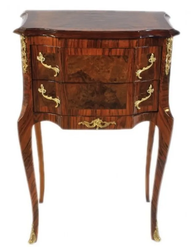Casa Padrino Baroque chest Mahogany / Gold with 2 drawers - bedside table antique style Solange Der Vorrat Reicht