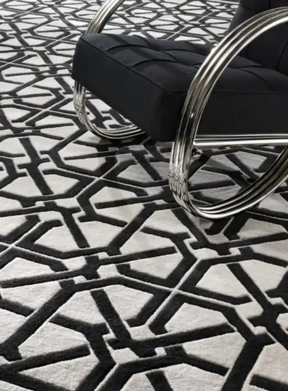 Top-Preis Casa Padrino tapis de luxe noir / blanc - Différentes Tailles - Tapis de salon doux et velouté tufté à la main en 100% laine de Nouvelle Zélande - Haute qualité