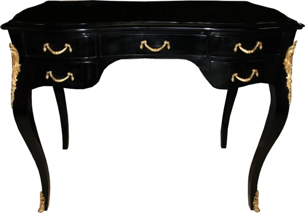 Casa Padrino luxury Baroque Desk High Gloss Black / Gold100 x 80 x 58 cm secretary luxury furniture Bestpreis