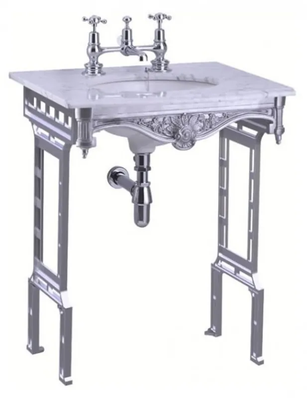 Casa Padrino luxury Art Nouveau stand vanity white / aluminum with marble top - Baroque washbasin baroque antique style Markenprodukt