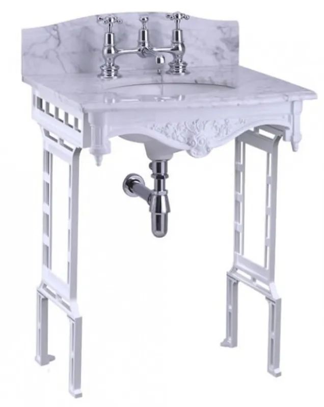 Sichere Zahlung Casa Padrino luxury Nouveau Stand Vanity White / White with marble top with splash back - Baroque washbasin baroque antique style