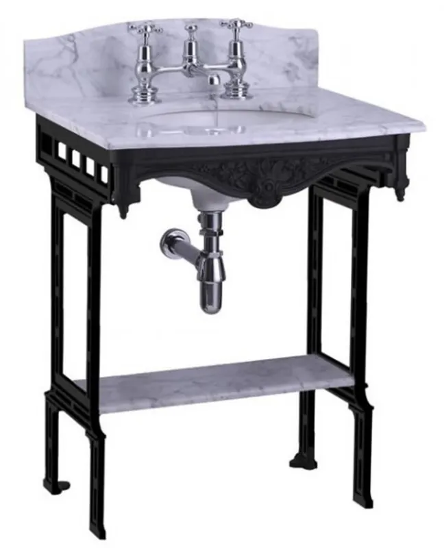 Neue Ware Casa Padrino luxury Art Nouveau stand vanity white / black with marble top with splash back and shelf Baroque washbasin baroque antique style
