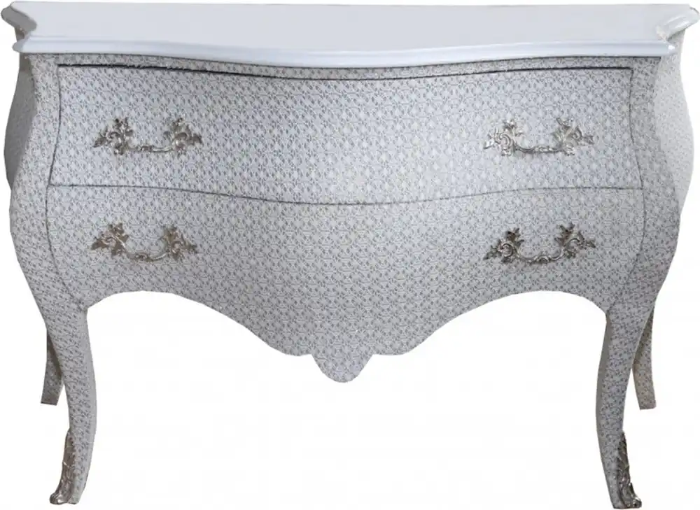 Casa Padrino Baroque Chest White / Glitter look 120cm Mod2 - furniture cabinet sideboard Preiswert