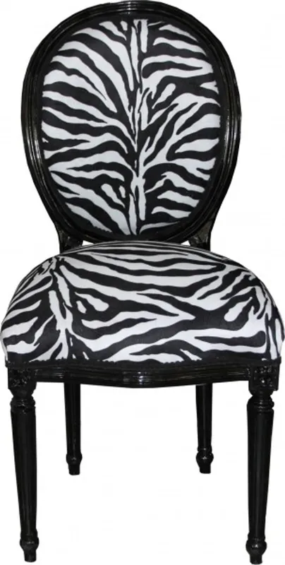 Markenprodukt Dîner Casa Padrino baroque Chaise motif zébré médaillon / Noir - Mobilier baroque - Limited Edition