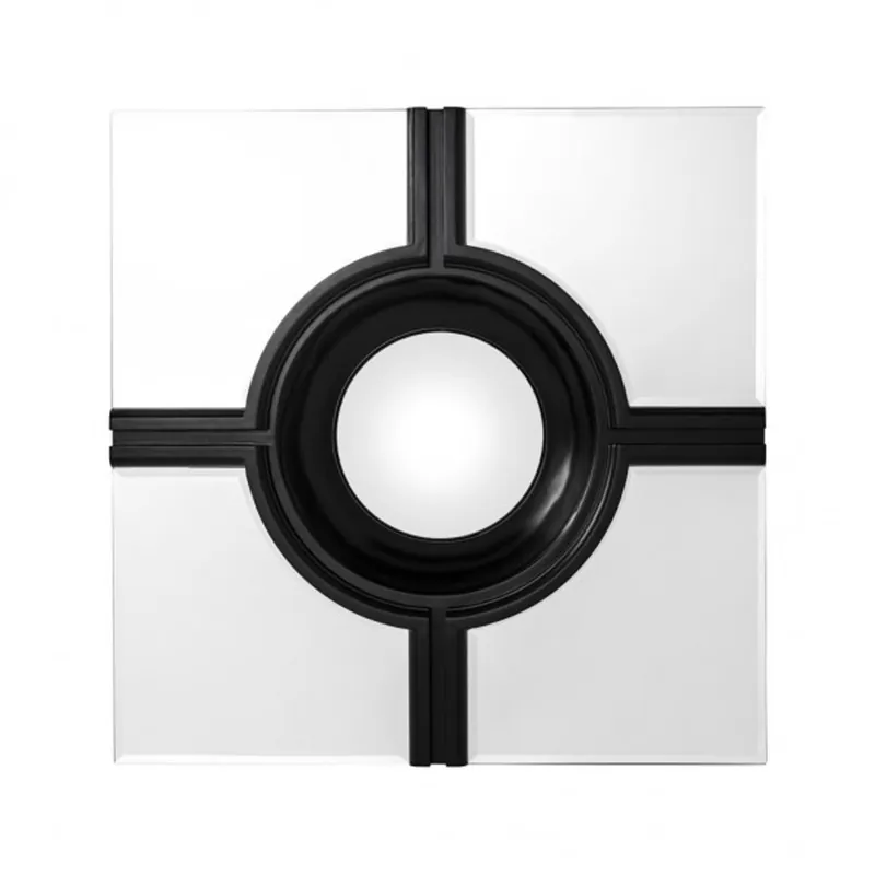 Zertifiziert Casa Padrino luxury wall mirror Art Deco Black / mirror glass 61 x 61 cm - Wall Mirror