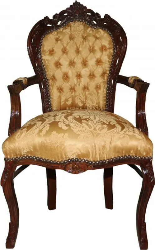 Billig Casa Padrino Dîner baroque Chaise Or design floral / brun avec accoudoirs - Limited Edition