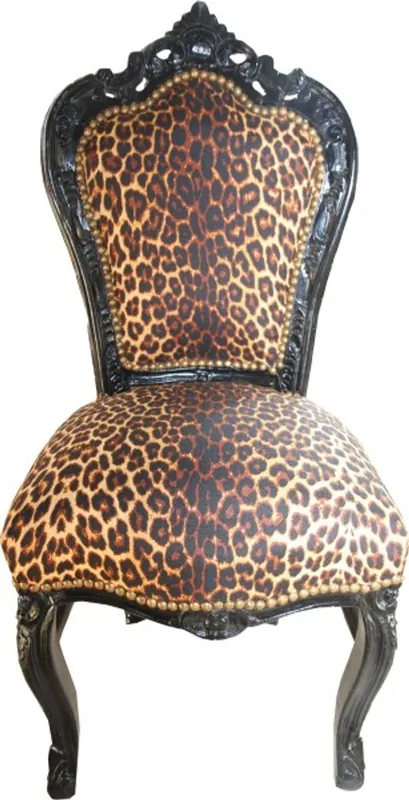 Preis Gesenkt Casa Padrino baroque dîner Chaise Leopard / Noir - Meubles