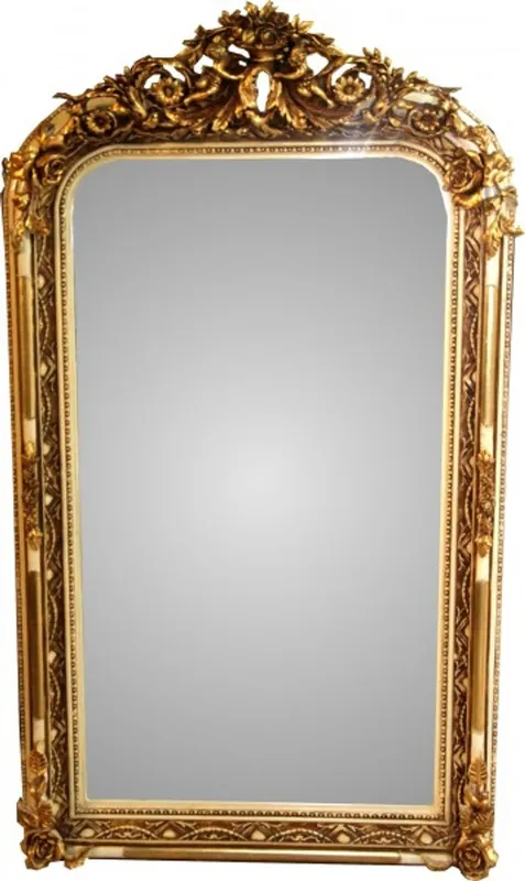 Casa Padrino Baroque Wall Mirror Old White / Gold Antique Look H 159 cm x W 89 cm - Noble & Magnificent Mirror Kracherpreis