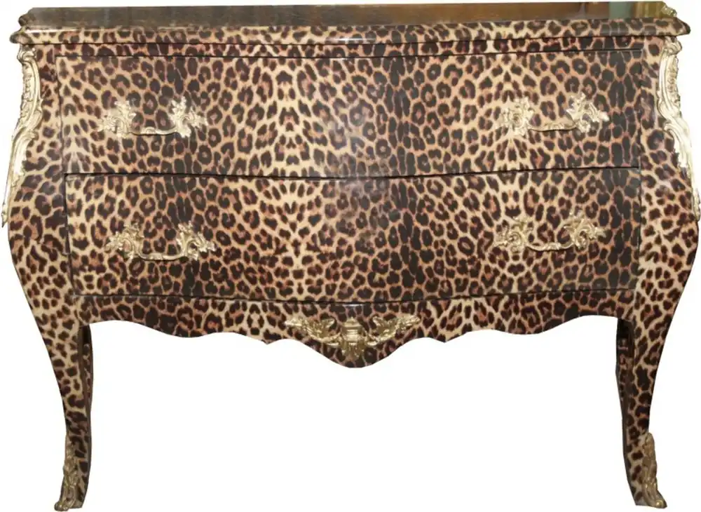 Casa Padrino commode baroque léopard avec applications en métal doré 123 cm - meuble baroque Sonderaktion