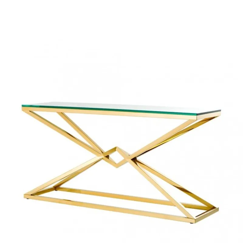 Casa Padrino Luxury Console Stainless Steel Gold Finish 150 x 40 x H 74 cm - Console Table Furniture Schnäppchen