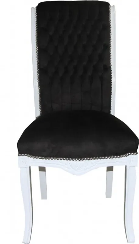 Casa Padrino Chaise baroque à manger à haut dossier noir / blanc - Mobilier haut fauteuil - Mobilier baroque - Limited Edition Preisknaller