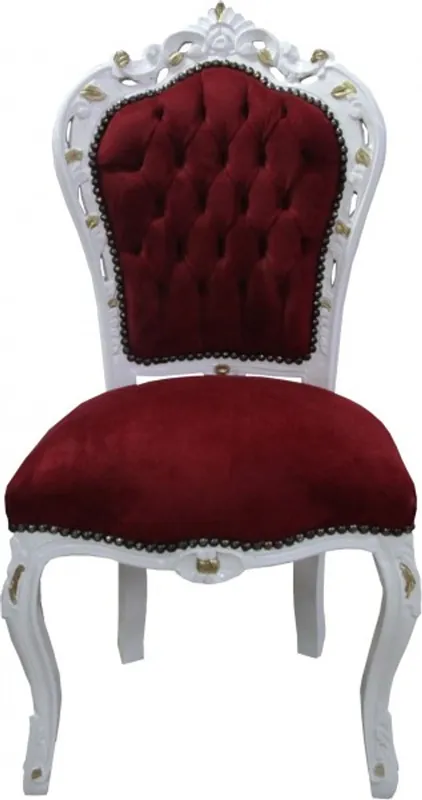 Casa Padrino Dîner baroque Chaise Bordeaux / Blanc / Or - Mobilier Antique - Limited Edition Must-Have