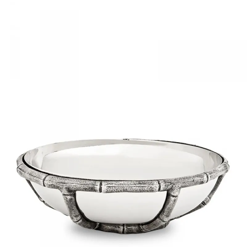 Casa Padrino Luxury Art Deco Bowl Stainless Steel Nickel Plated Antique Silver 27 x H. 8.5 cm - Luxury Hotel Collection Kracherpreis