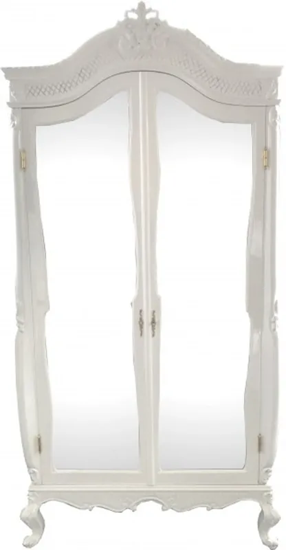 Neue Ware Casa Padrino Baroque wardrobe White high gloss B 110 x H 230 cm Bedroom cabinet - antique style