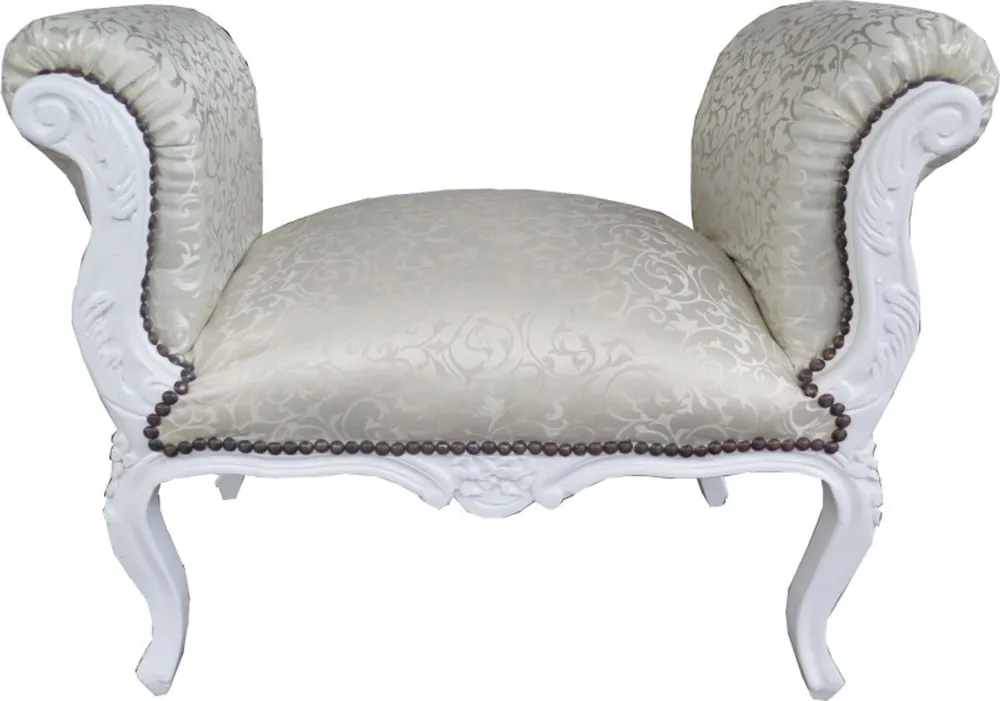 Tabouret Casa Padrino baroque modèle crème Tabouret / blanc - Banc Neu