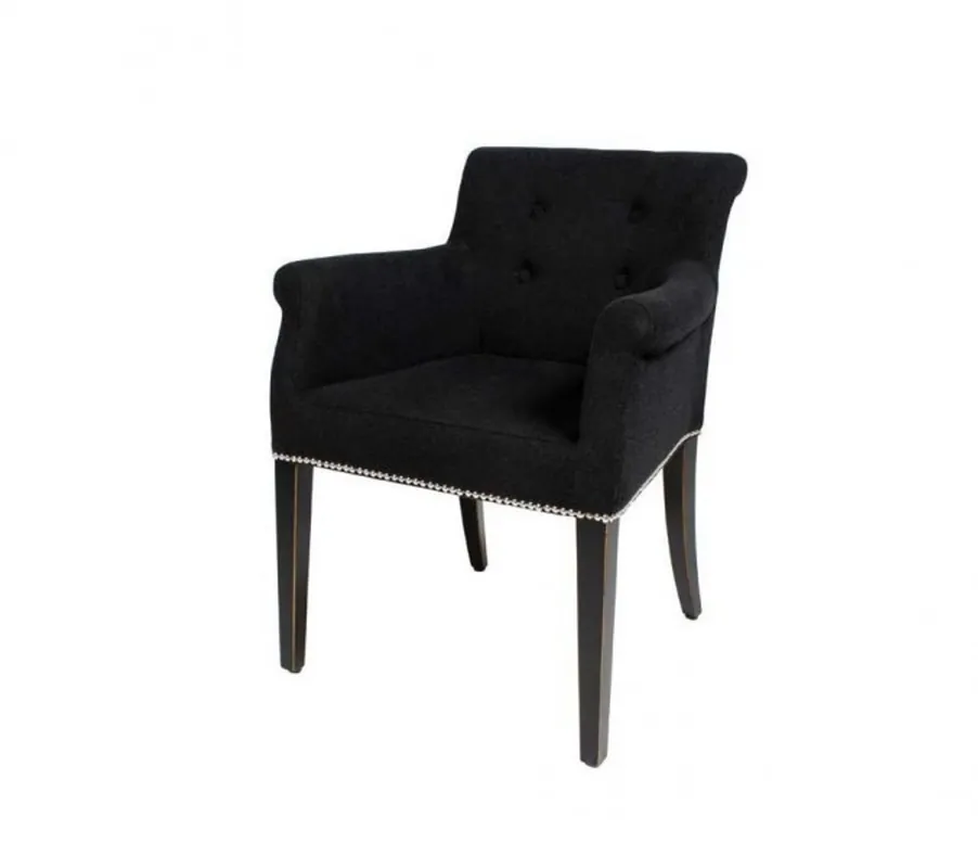 Online Kaufen Casa Padrino chaise à manger de luxe avec accoudoirs noir - Mobilier de restaurant
