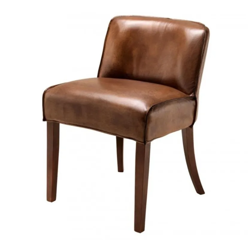 Casa Padrino chaise en cuir à manger de luxe Brown - Hôtel Restaurant chaise Wochenendangebot