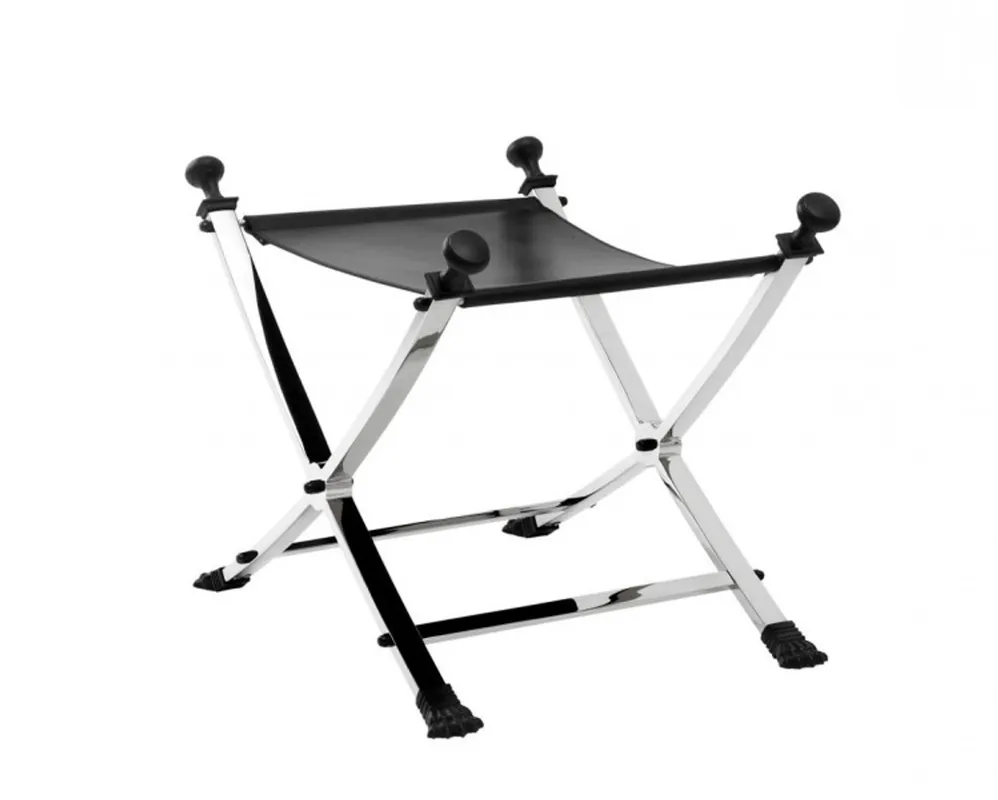 Casa Padrino tabouret de luxe avec cuir noir 61 x 46 x H. 48 cm - édition limitée Begrenztes Angebot