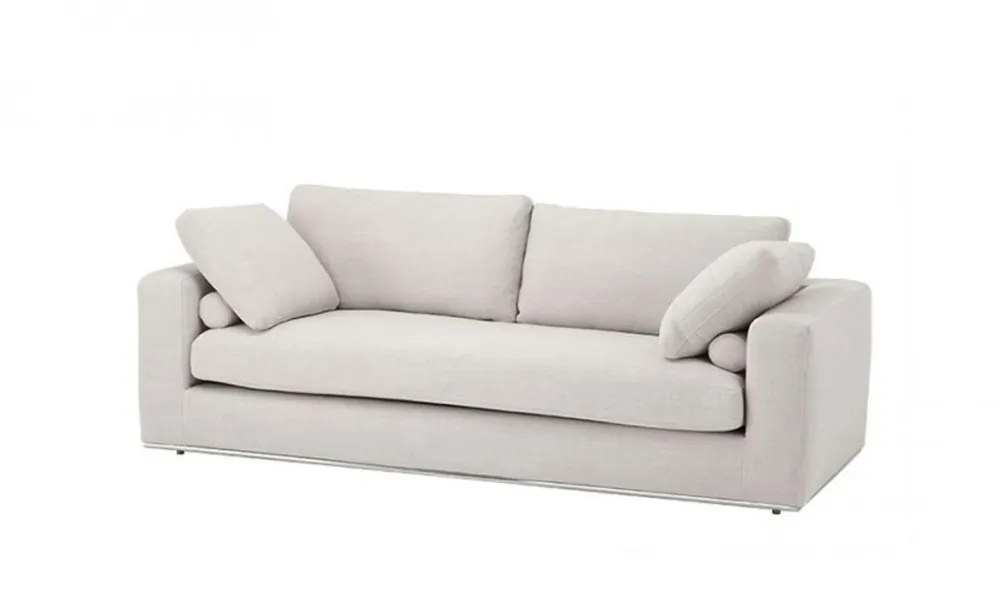 Markenware Casa Padrino luxury sofa panama natural with polished steel base - Luxury Collection