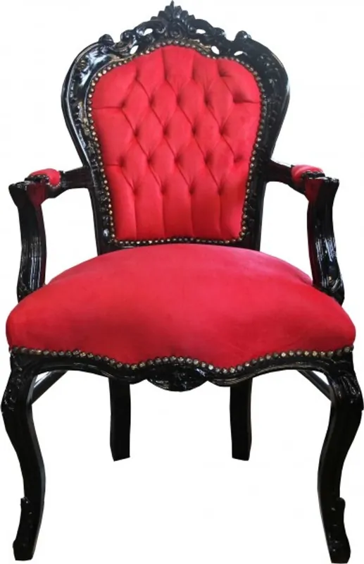 Casa Padrino Dîner baroque Chaise rouge / noir avec accoudoirs - Limited Edition Sofort Bestellen