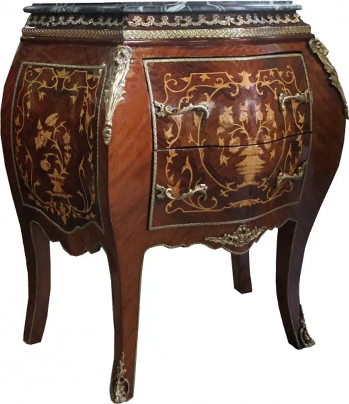 Jetzt Kaufen Casa Padrino baroque chest of drawers mahogany brown inlaid with marble top B 73 cm, H 78 cm - baroque chest of drawers