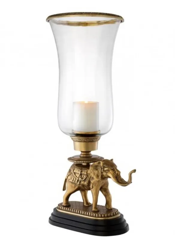 Online Kaufen Casa Padrino luxury candle holder elephant brass finish with granite base - Luxury Hotel Accessories