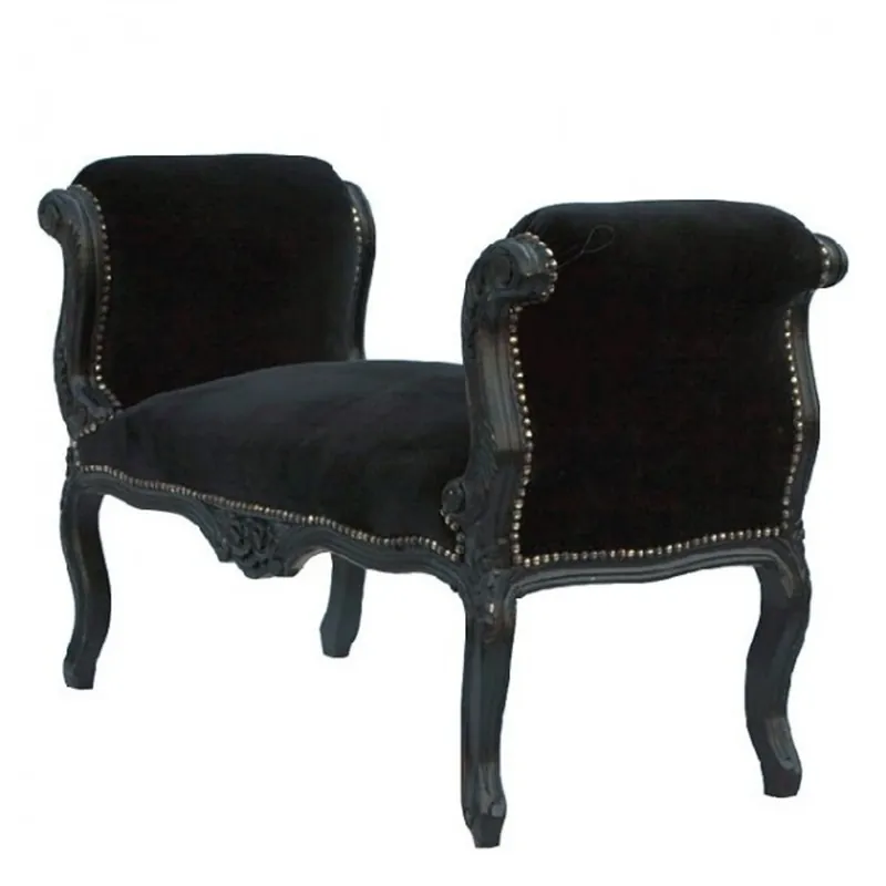 Tabouret baroque Tabouret Noir / Noir - Siège Preisknaller