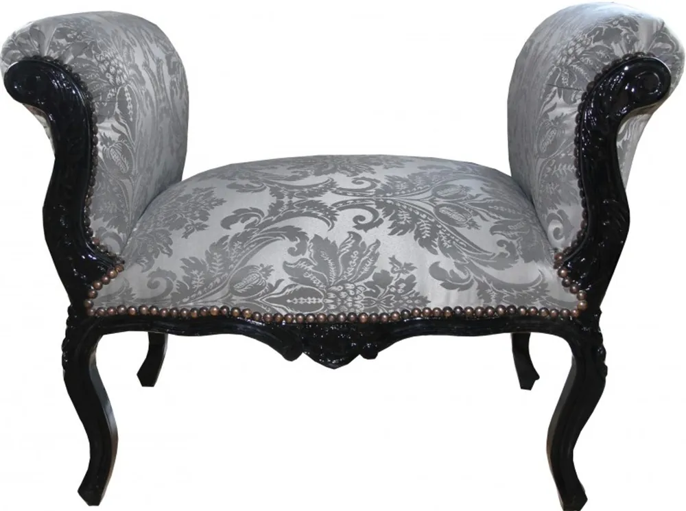 Tabouret Casa Padrino baroque Tabouret Gris Motif / Noir - Seat - Limited Edition Top-Preis