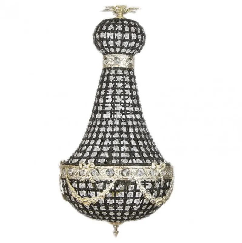 Casa Padrino Luxury Baroque Ceiling Hanging Light 35 x H 70 cm - Glass / Black / Silver Jetzt Kaufen
