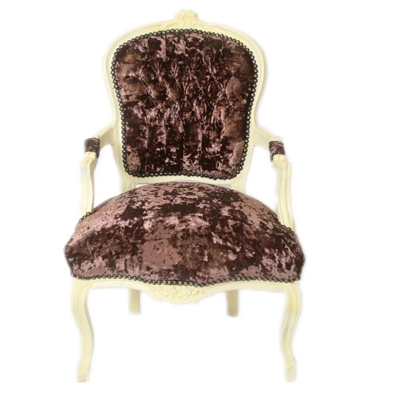 Markenprodukt Casa Padrino baroque Chaise Salon tissu velours marron / crème - Furniture Design Antique