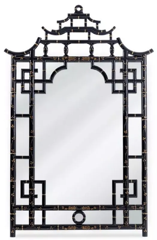Wochenendangebot Casa Padrino luxury mirror black / gold 110 x 5 x H. 170 cm - Magnificent asian mahogany wall mirror - Luxury furniture in asian style - Luxury collection
