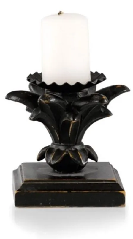 Neue Ware Casa Padrino luxury baroque candle holder antique black 9 x 9 x H. 9 cm - Small hand carved baroque style candlestick - Decorative accessories in baroque style - Luxury quality - Made in Italy