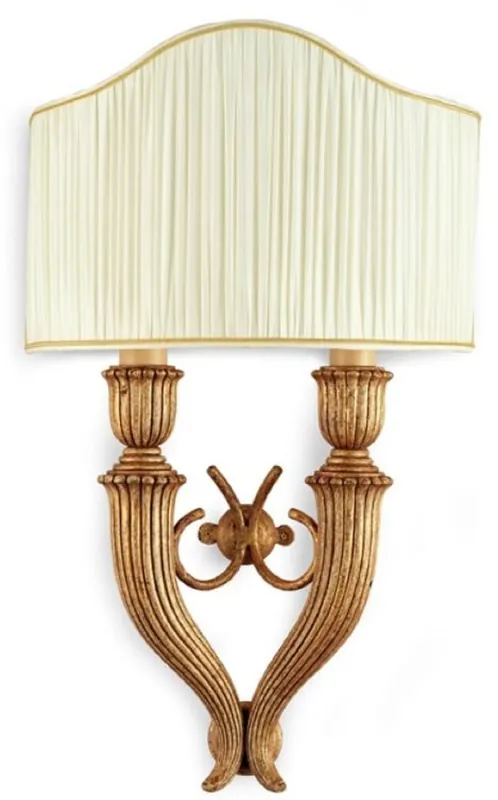 Mega-Angebot Casa Padrino luxury baroque double wall lamp antique gold / cream gold 29 x 15 x H. 47 cm - Magnificent wall light in baroque style - Baroque lights - Luxury Quality - Made in Italy