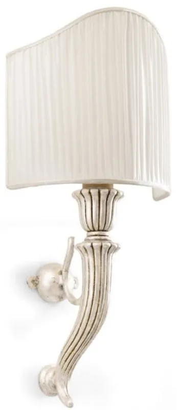 Garantierte Lieferung Casa Padrino luxury baroque wall lamp antique silver / white 8 x 18 x H. 47 cm - Magnificent wall light in baroque style - Baroque lights - Luxury Quality - Made in Italy