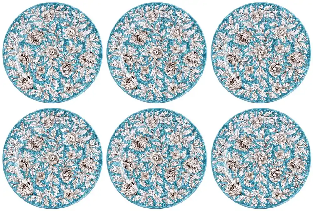 Casa Padrino luxury ceramic plates set of 6 light blue Ø 32 cm - Made in Italy Must-Have