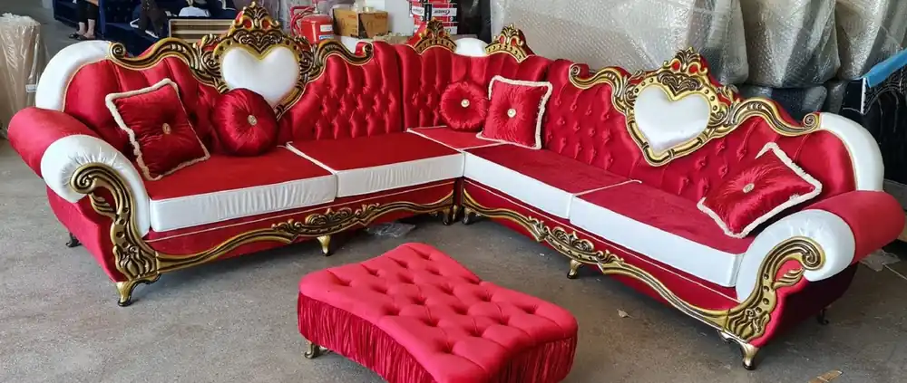 Casa Padrino luxury baroque corner sofa bordeaux red / white / gold Top-Preis