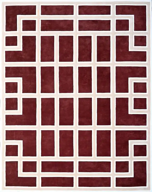 Aktuell Casa Padrino luxury carpet with meander pattern bordeaux red / cream 300 x 400 cm