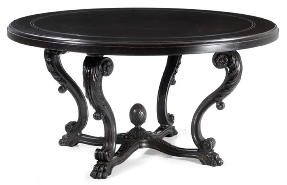 Neu Im Sortiment Casa Padrino luxury baroque dining table antique black Ø 150 cm - Made in Italy