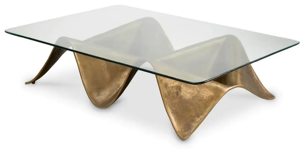 Casa Padrino luxury aluminum coffee table vintage brass 140 cm Geprüft