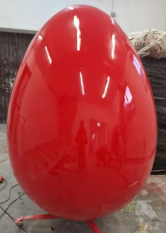 Casa Padrino Luxury XXL Decorative Easter Egg with Stand Red 160 cm Letzte Chance
