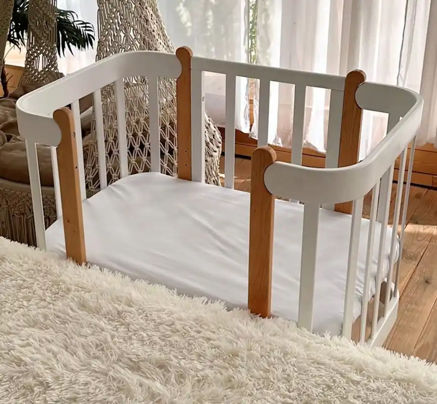 Sonderaktion Casa Padrino Luxury Solid Wood Baby Bed Gray / Natural 95 cm