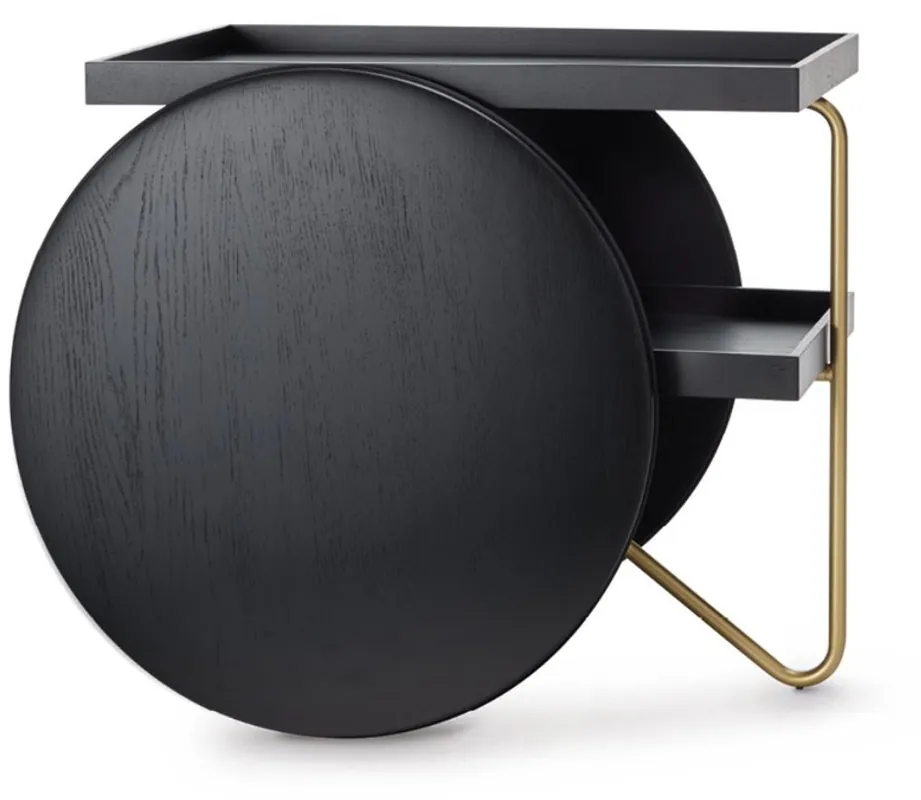 Aktuell Casa Padrino Luxury Side Table with Wheels Black / Gold - Made in Italy