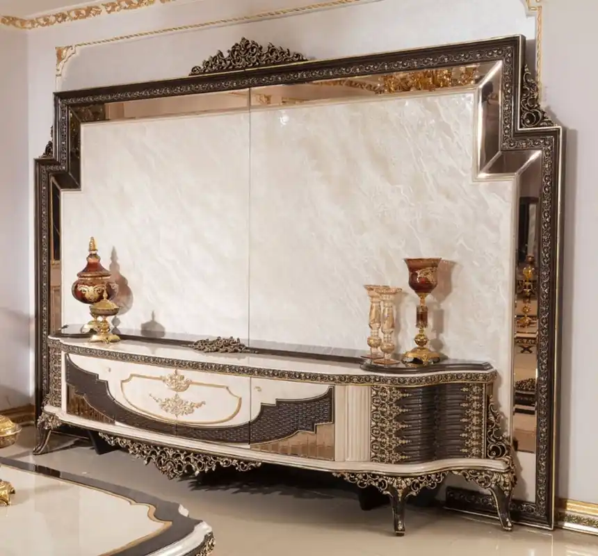 Sonderaktion Casa Padrino luxury baroque TV cabinet cream / dark brown / gold