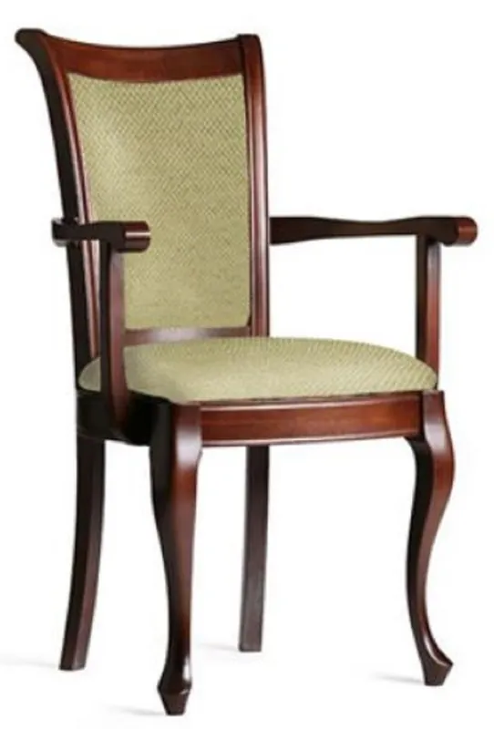 Markenware Casa Padrino Luxury Baroque Dining Chair with Armrests Green / Dark Brown