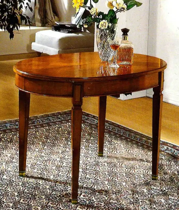 Echt Casa Padrino luxury Biedermeier dining table brown / brass - Extendable - Made in Italy