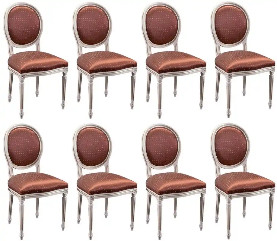 Bestpreis Casa Padrino luxury baroque dining chair set of 8 bordeaux red / white
