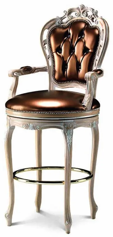 Casa Padrino Luxury Baroque Bar Chair with Armrests Copper - Made in Italy Preiswert