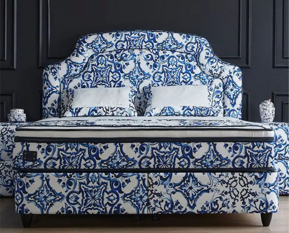 Casa Padrino Luxury Art Deco Double Bed White / Blue / Black - Various Sizes Wochenendangebot