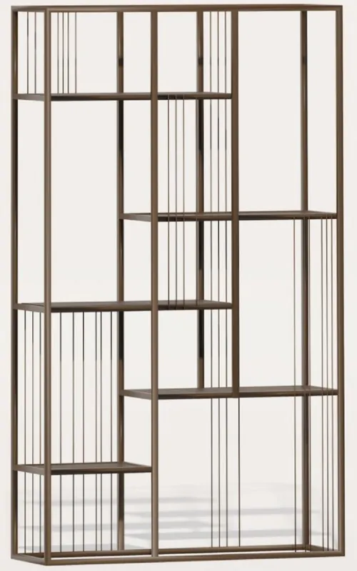 Casa Padrino luxury metal shelf cabinet with wooden shelves brown 118 cm Schneller Versand