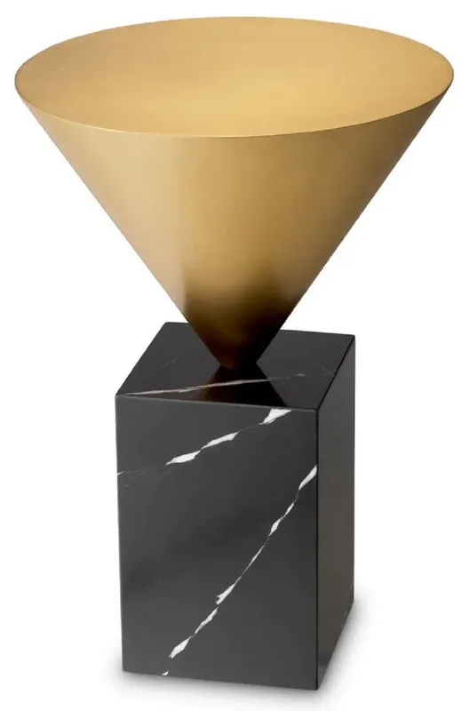 Must-Have Casa Padrino luxury side table brass / black Ø 42 x H. 61 cm